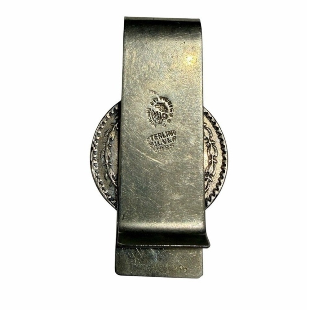 Vintage Taxco Mexican 925 Sterling Silver Money Clip 1958 Un Peso Coin - Picture 4 of 7